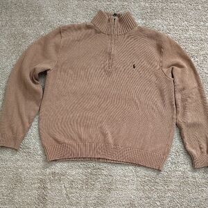 Ralph Lauren Men’s Zip-Neck Sweater in Light Brown